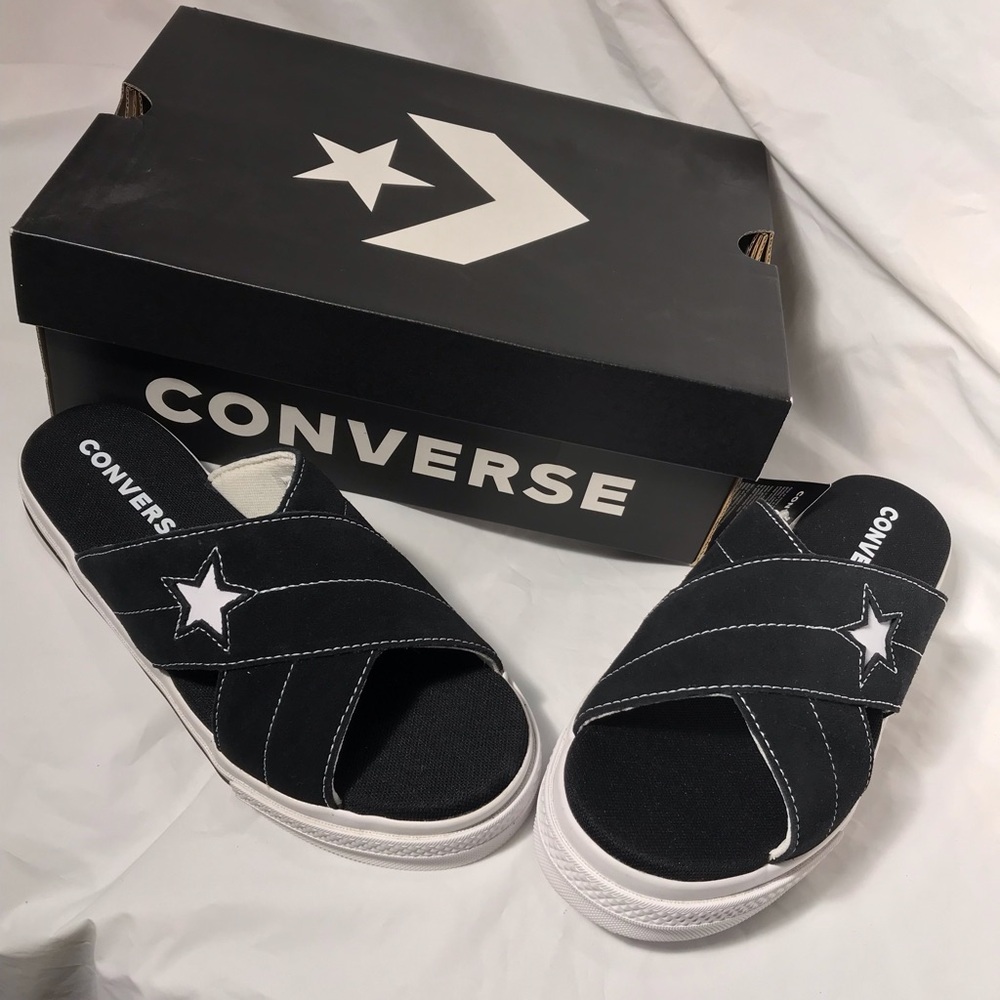 Converse Black and White Slide Sandals